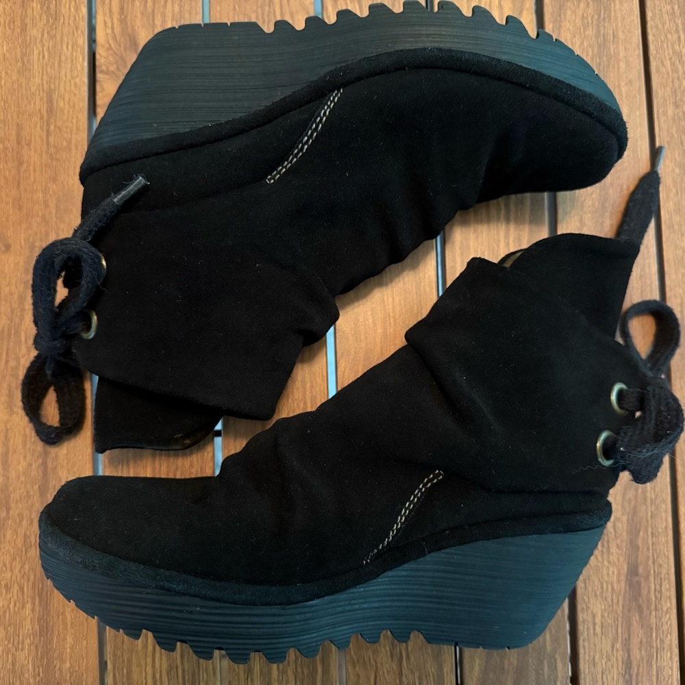 Fly London Black Suede Booties - 37